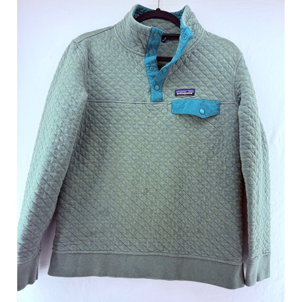 Patagonia Womens Cotton Quilt Snap-T Pullover Green Teal 25281 SP17 Small - Picture 1 of 8